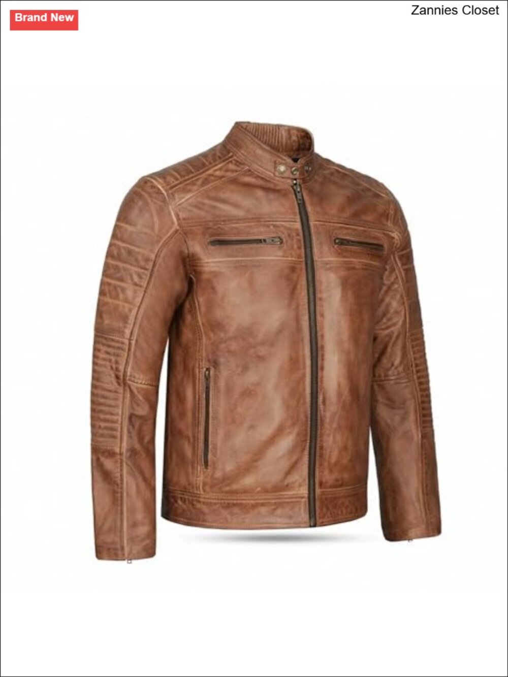 Men's Genuine Leather Cafe Racer Biker Jacket Distressed Retro Moto Style